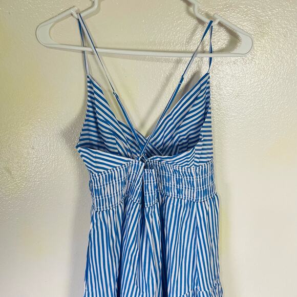Madewell Empire Waist Tiered Striped Cross Back Maxi Dress US Women's 14 - Picture 7 of 12
